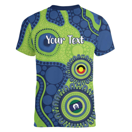 Canberra Raiders NAIDOC Week 2026 Personalised Women V-Neck T-Shirt 50 Years of Deadly Aboriginal Art
