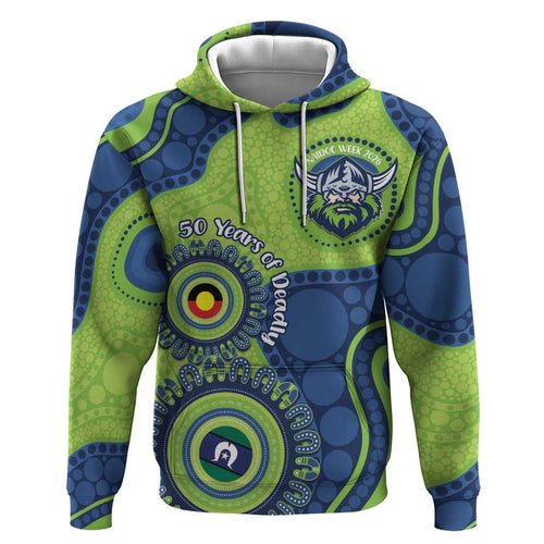 Canberra Raiders NAIDOC Week 2026 Personalised Zip Hoodie 50 Years of Deadly Aboriginal Art