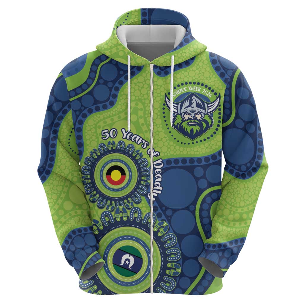 Canberra Raiders NAIDOC Week 2026 Personalised Zip Hoodie 50 Years of Deadly Aboriginal Art