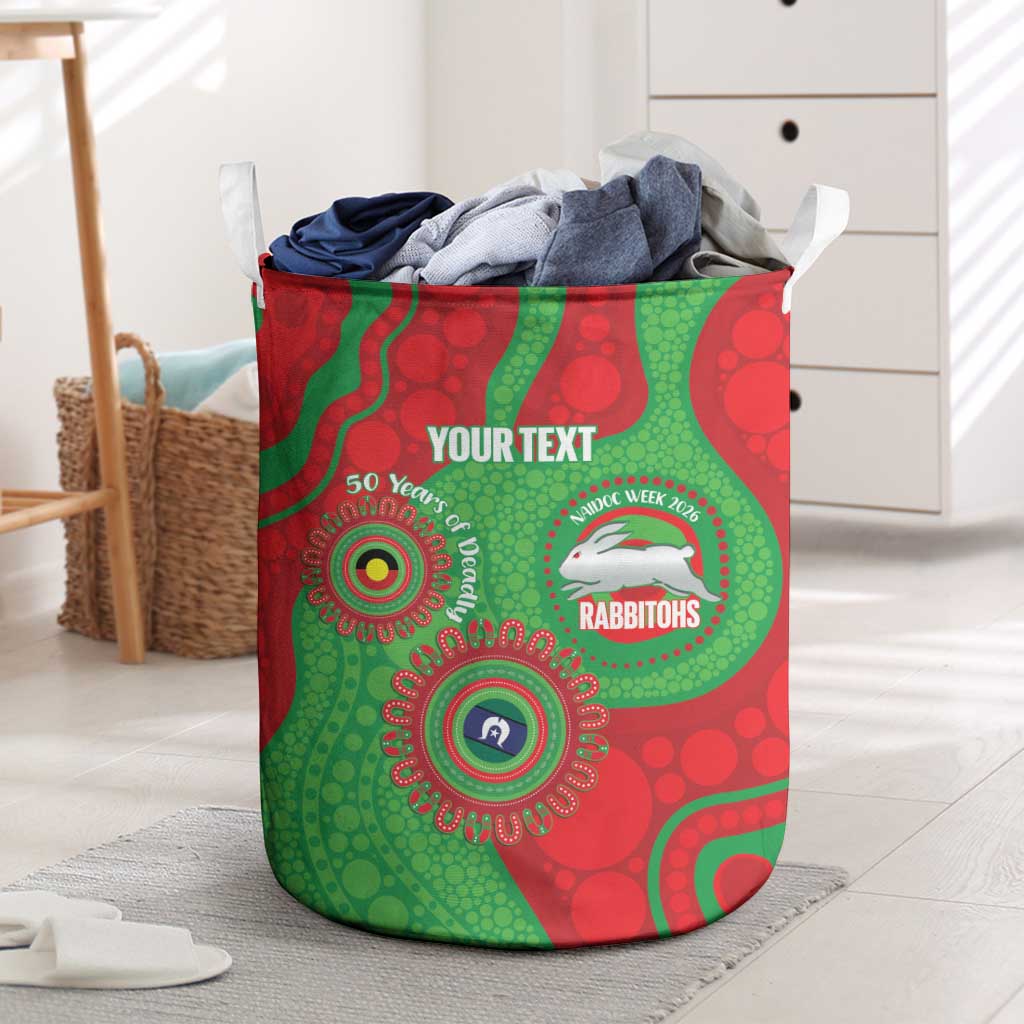 Rabbitohs NAIDOC Week 2026 Personalised Laundry Basket 50 Years of Deadly Aboriginal Art