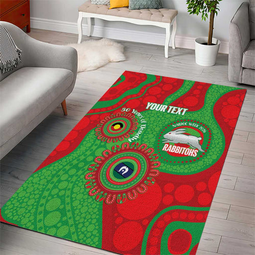 Rabbitohs NAIDOC Week 2026 Personalised Area Rug 50 Years of Deadly Aboriginal Art