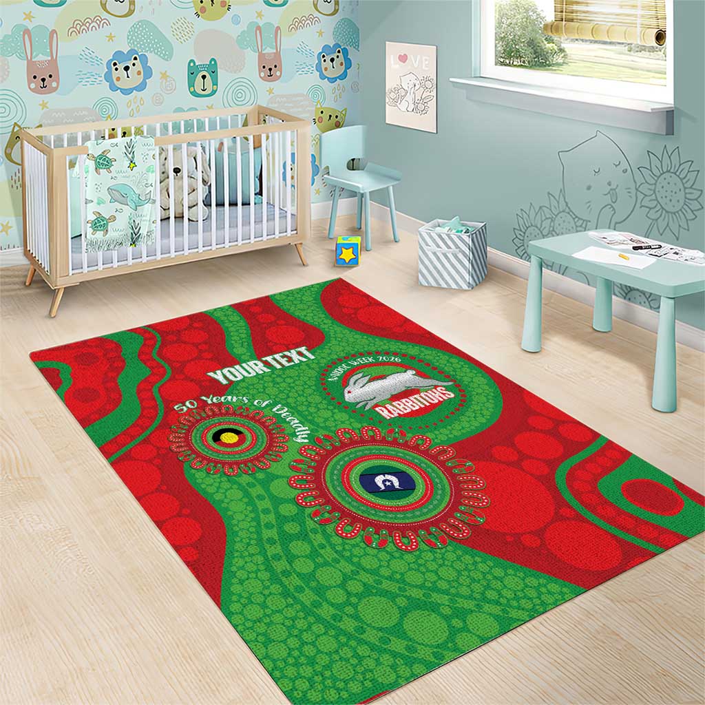 Rabbitohs NAIDOC Week 2026 Personalised Area Rug 50 Years of Deadly Aboriginal Art