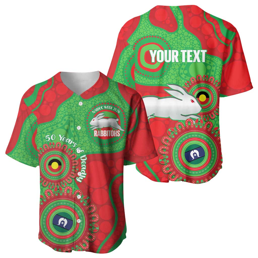 Rabbitohs NAIDOC Week 2026 Personalised Baseball Jersey 50 Years of Deadly Aboriginal Art
