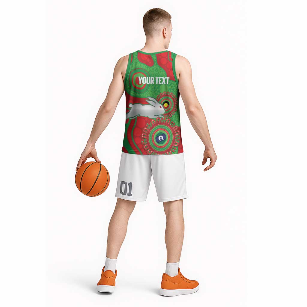 Rabbitohs NAIDOC Week 2026 Personalised Basketball Jersey 50 Years of Deadly Aboriginal Art