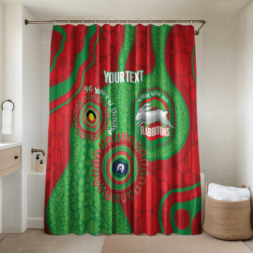 Rabbitohs NAIDOC Week 2026 Personalised Bathroom Set 50 Years of Deadly Aboriginal Art