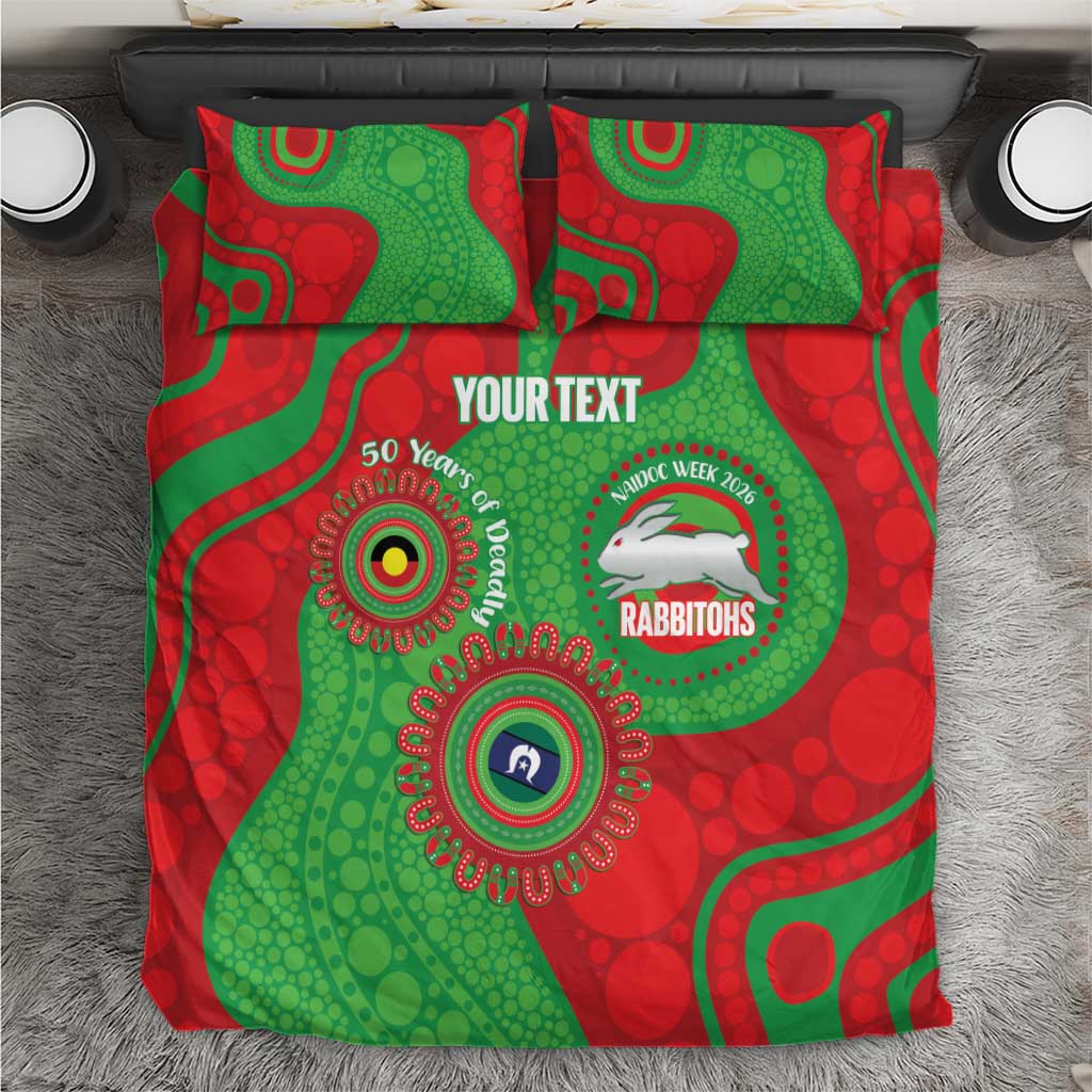 Rabbitohs NAIDOC Week 2026 Personalised Bedding Set 50 Years of Deadly Aboriginal Art