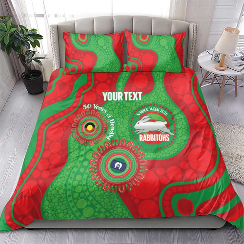 Rabbitohs NAIDOC Week 2026 Personalised Bedding Set 50 Years of Deadly Aboriginal Art