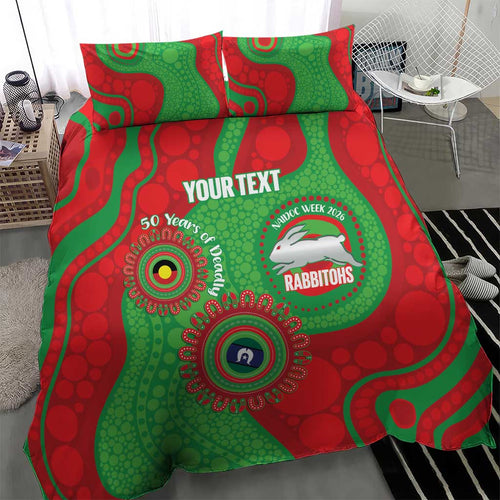 Rabbitohs NAIDOC Week 2026 Personalised Bedding Set 50 Years of Deadly Aboriginal Art