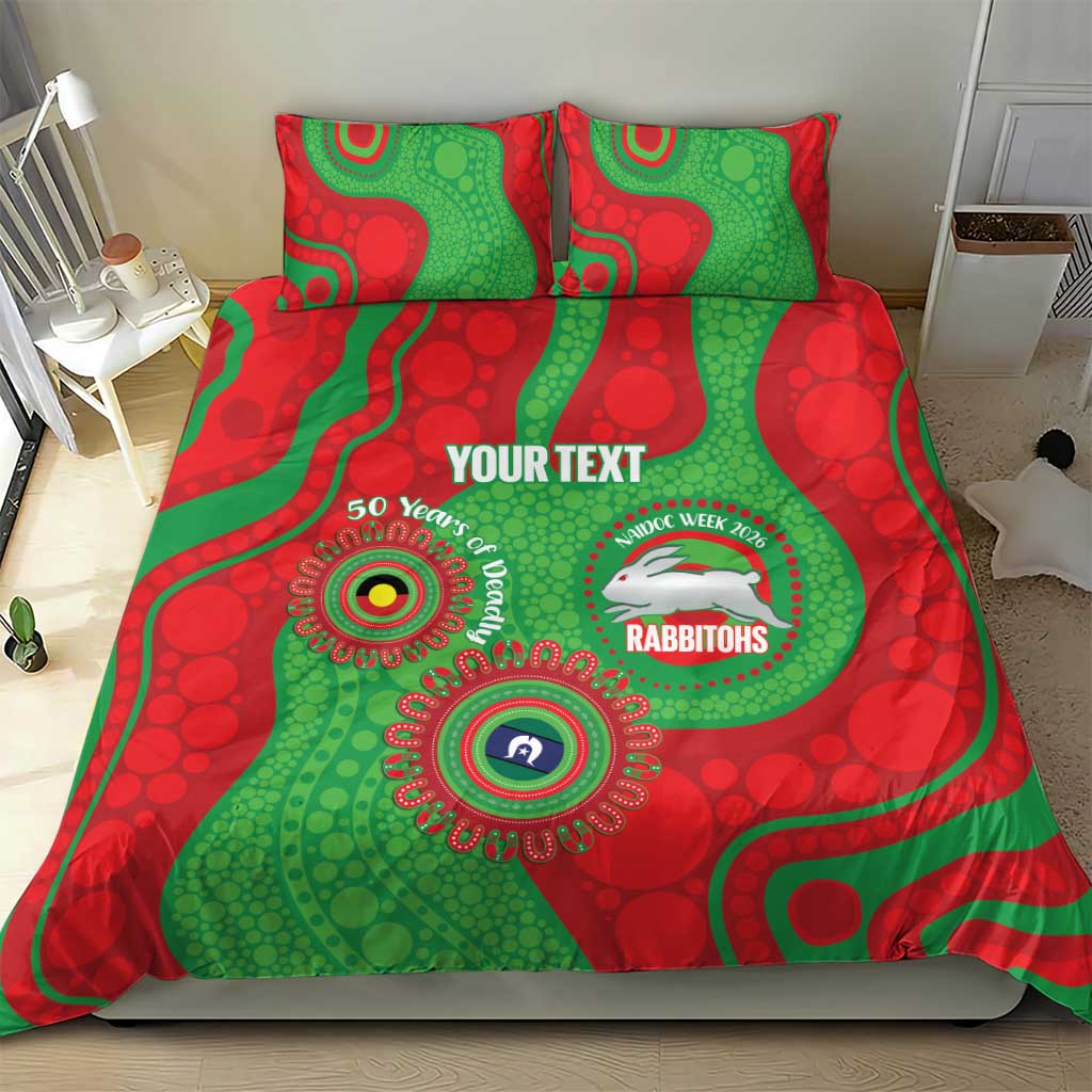 Rabbitohs NAIDOC Week 2026 Personalised Bedding Set 50 Years of Deadly Aboriginal Art
