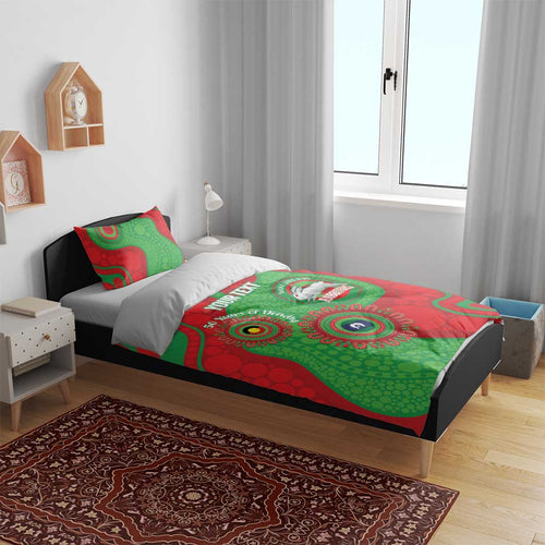 Rabbitohs NAIDOC Week 2026 Personalised Bedding Set 50 Years of Deadly Aboriginal Art