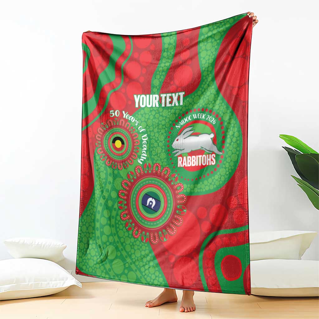 Rabbitohs NAIDOC Week 2026 Personalised Blanket 50 Years of Deadly Aboriginal Art