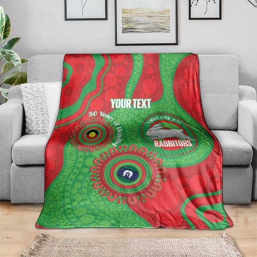 Rabbitohs NAIDOC Week 2026 Personalised Blanket 50 Years of Deadly Aboriginal Art