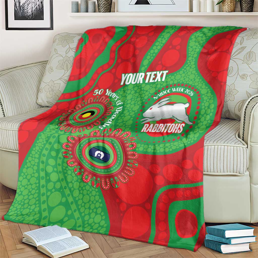 Rabbitohs NAIDOC Week 2026 Personalised Blanket 50 Years of Deadly Aboriginal Art