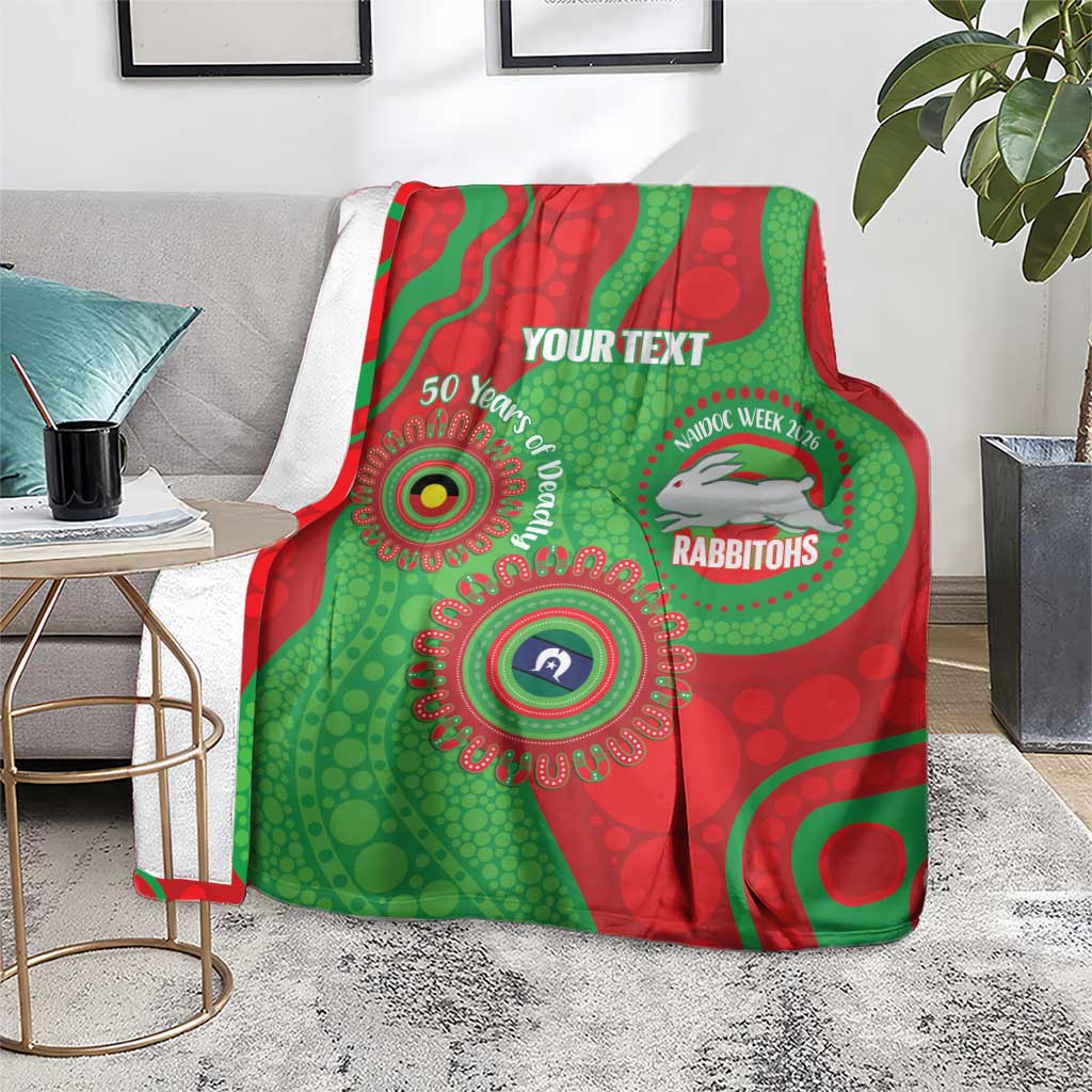 Rabbitohs NAIDOC Week 2026 Personalised Blanket 50 Years of Deadly Aboriginal Art