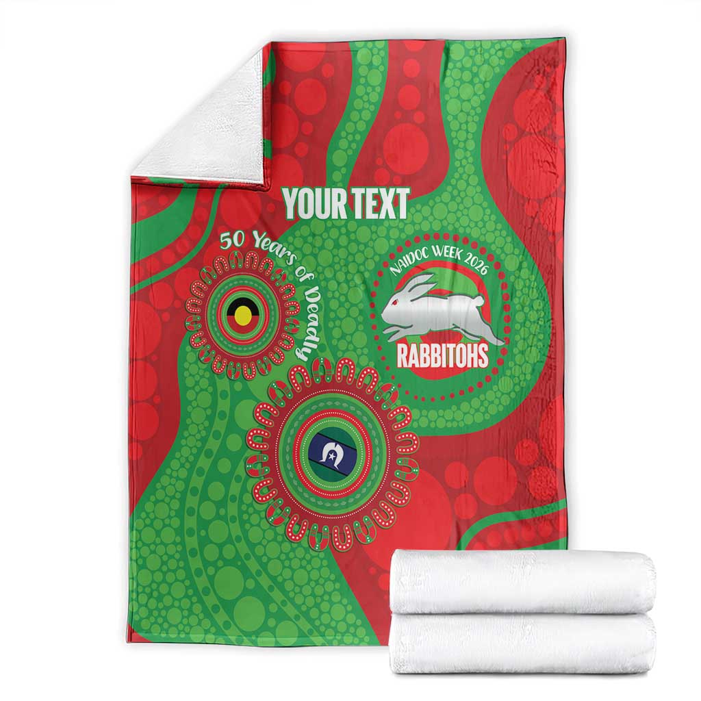 Rabbitohs NAIDOC Week 2026 Personalised Blanket 50 Years of Deadly Aboriginal Art