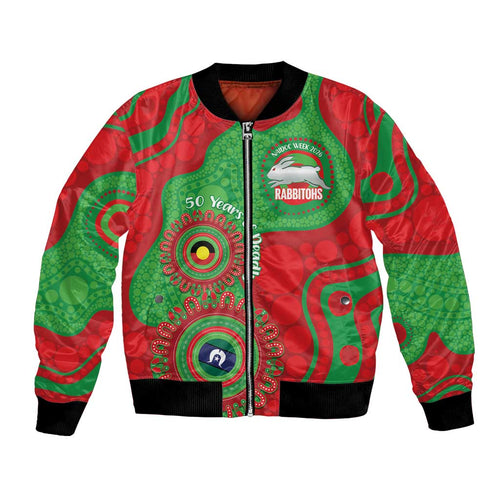 Rabbitohs NAIDOC Week 2026 Personalised Bomber Jacket 50 Years of Deadly Aboriginal Art