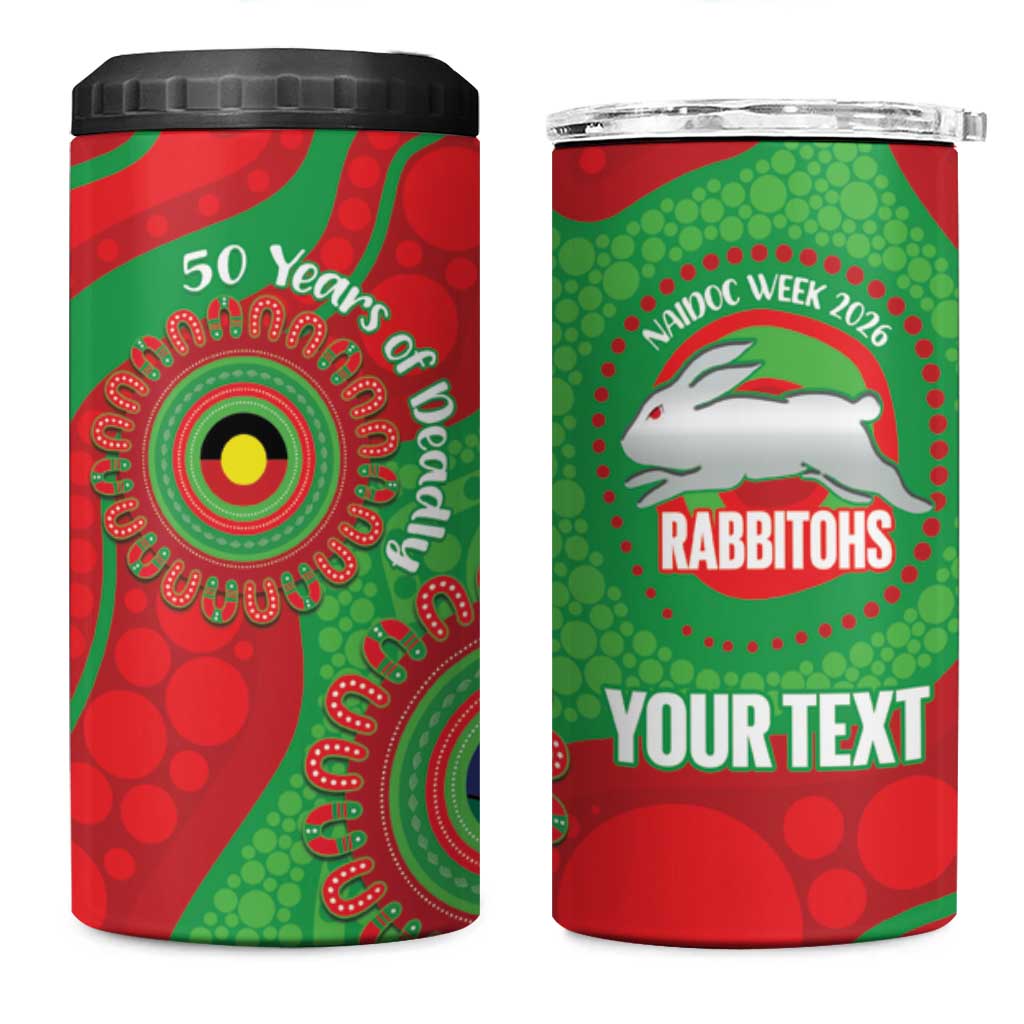 Rabbitohs NAIDOC Week 2026 Personalised 4 in 1 Can Cooler Tumbler 50 Years of Deadly Aboriginal Art