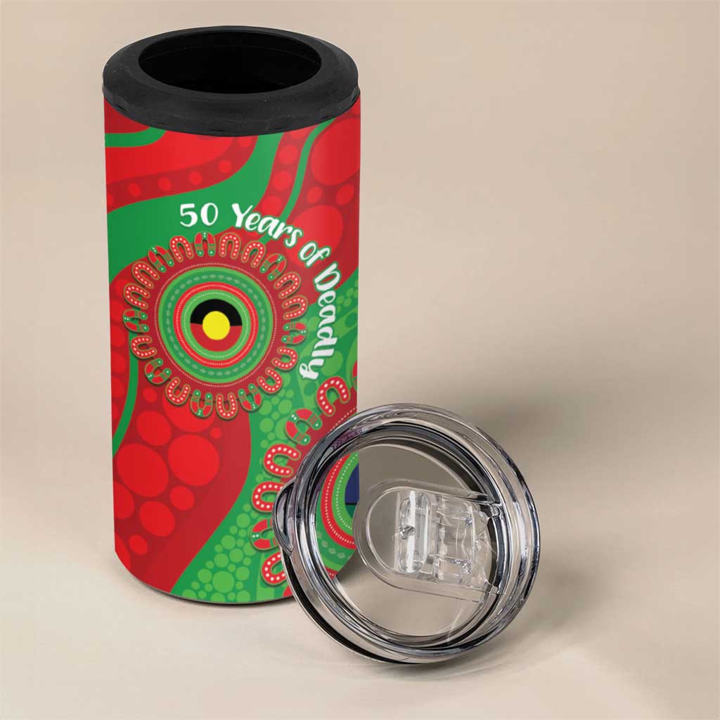 Rabbitohs NAIDOC Week 2026 Personalised 4 in 1 Can Cooler Tumbler 50 Years of Deadly Aboriginal Art