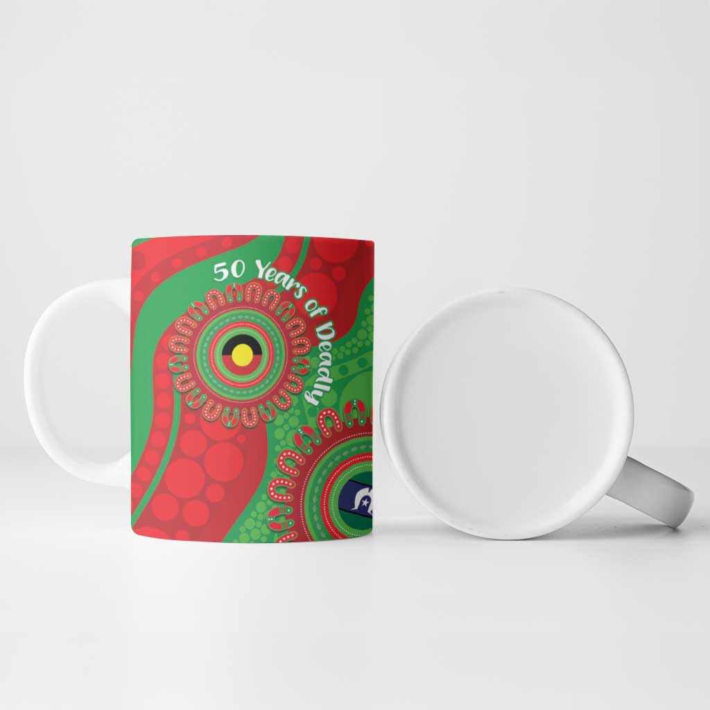 Rabbitohs NAIDOC Week 2026 Personalised Ceramic Mug 50 Years of Deadly Aboriginal Art