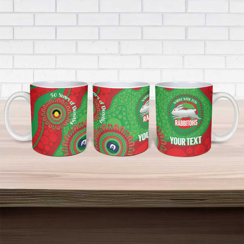 Rabbitohs NAIDOC Week 2026 Personalised Ceramic Mug 50 Years of Deadly Aboriginal Art