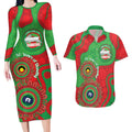 Rabbitohs NAIDOC Week 2026 Personalised Couples Matching Long Sleeve Bodycon Dress and Hawaiian Shirt 50 Years of Deadly Aboriginal Art