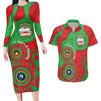Rabbitohs NAIDOC Week 2026 Personalised Couples Matching Long Sleeve Bodycon Dress and Hawaiian Shirt 50 Years of Deadly Aboriginal Art