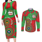 Rabbitohs NAIDOC Week 2026 Personalised Couples Matching Long Sleeve Bodycon Dress and Long Sleeve Button Shirt 50 Years of Deadly Aboriginal Art