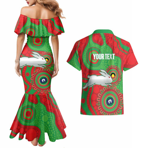 Rabbitohs NAIDOC Week 2026 Personalised Couples Matching Mermaid Dress and Hawaiian Shirt 50 Years of Deadly Aboriginal Art