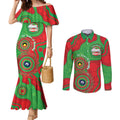 Rabbitohs NAIDOC Week 2026 Personalised Couples Matching Mermaid Dress and Long Sleeve Button Shirt 50 Years of Deadly Aboriginal Art
