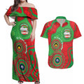 Rabbitohs NAIDOC Week 2026 Personalised Couples Matching Off Shoulder Maxi Dress and Hawaiian Shirt 50 Years of Deadly Aboriginal Art