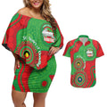 Rabbitohs NAIDOC Week 2026 Personalised Couples Matching Off Shoulder Short Dress and Hawaiian Shirt 50 Years of Deadly Aboriginal Art
