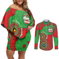 Rabbitohs NAIDOC Week 2026 Personalised Couples Matching Off Shoulder Short Dress and Long Sleeve Button Shirt 50 Years of Deadly Aboriginal Art