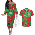 Rabbitohs NAIDOC Week 2026 Personalised Couples Matching Off The Shoulder Long Sleeve Dress and Hawaiian Shirt 50 Years of Deadly Aboriginal Art