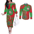 Rabbitohs NAIDOC Week 2026 Personalised Couples Matching Off The Shoulder Long Sleeve Dress and Long Sleeve Button Shirt 50 Years of Deadly Aboriginal Art