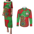 Rabbitohs NAIDOC Week 2026 Personalised Couples Matching Puletasi and Long Sleeve Button Shirt 50 Years of Deadly Aboriginal Art
