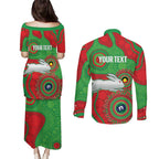 Rabbitohs NAIDOC Week 2026 Personalised Couples Matching Puletasi and Long Sleeve Button Shirt 50 Years of Deadly Aboriginal Art