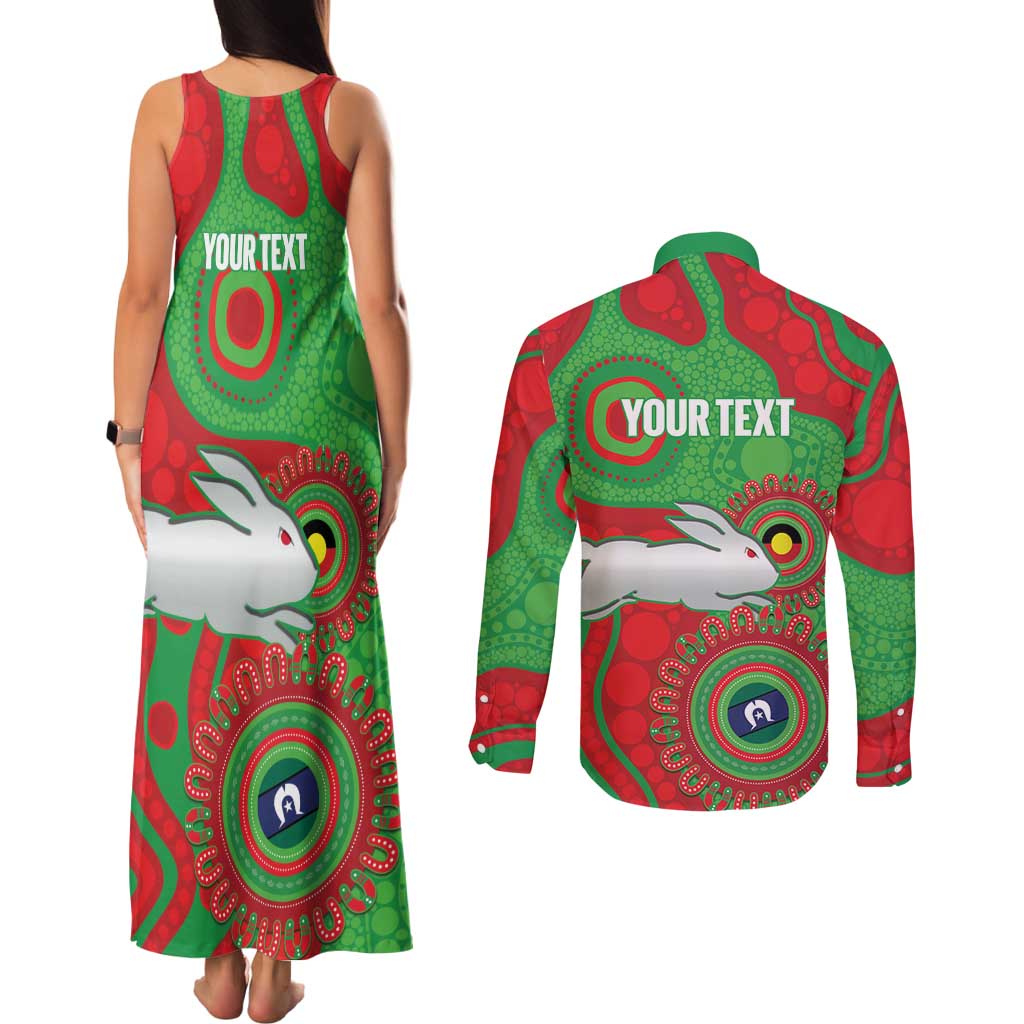 Rabbitohs NAIDOC Week 2026 Personalised Couples Matching Tank Maxi Dress and Long Sleeve Button Shirt 50 Years of Deadly Aboriginal Art