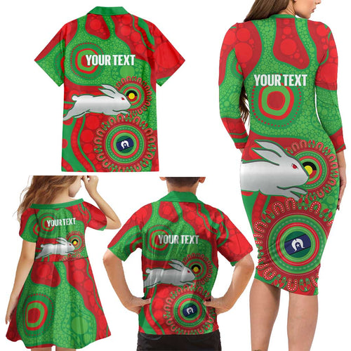 Rabbitohs NAIDOC Week 2026 Personalised Family Matching Long Sleeve Bodycon Dress and Hawaiian Shirt 50 Years of Deadly Aboriginal Art