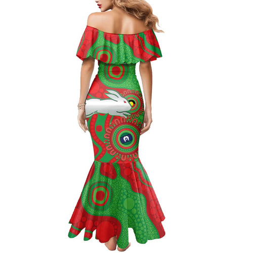 Rabbitohs NAIDOC Week 2026 Personalised Family Matching Mermaid Dress and Hawaiian Shirt 50 Years of Deadly Aboriginal Art