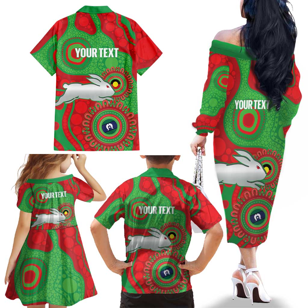 Rabbitohs NAIDOC Week 2026 Personalised Family Matching Off The Shoulder Long Sleeve Dress and Hawaiian Shirt 50 Years of Deadly Aboriginal Art