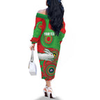 Rabbitohs NAIDOC Week 2026 Personalised Family Matching Off The Shoulder Long Sleeve Dress and Hawaiian Shirt 50 Years of Deadly Aboriginal Art