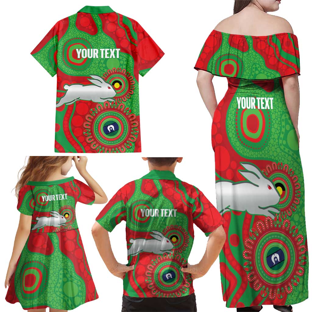 Rabbitohs NAIDOC Week 2026 Personalised Family Matching Off Shoulder Maxi Dress and Hawaiian Shirt 50 Years of Deadly Aboriginal Art