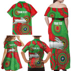 Rabbitohs NAIDOC Week 2026 Personalised Family Matching Off Shoulder Maxi Dress and Hawaiian Shirt 50 Years of Deadly Aboriginal Art