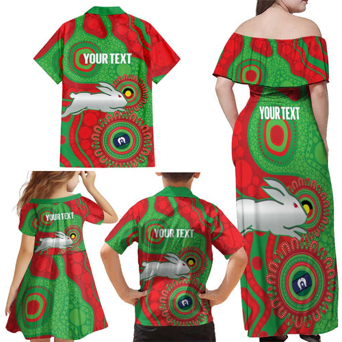 Rabbitohs NAIDOC Week 2026 Personalised Family Matching Off Shoulder Maxi Dress and Hawaiian Shirt 50 Years of Deadly Aboriginal Art