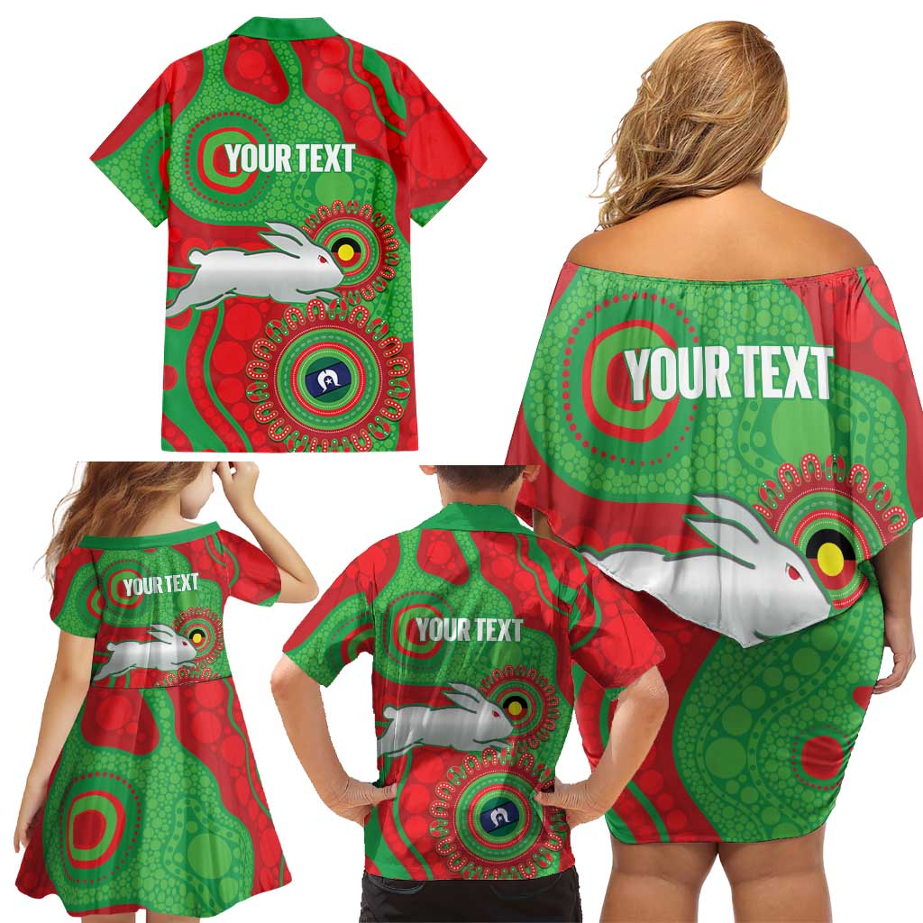Rabbitohs NAIDOC Week 2026 Personalised Family Matching Off Shoulder Short Dress and Hawaiian Shirt 50 Years of Deadly Aboriginal Art