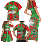 Rabbitohs NAIDOC Week 2026 Personalised Family Matching Short Sleeve Bodycon Dress and Hawaiian Shirt 50 Years of Deadly Aboriginal Art