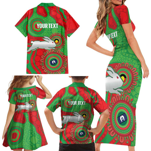 Rabbitohs NAIDOC Week 2026 Personalised Family Matching Short Sleeve Bodycon Dress and Hawaiian Shirt 50 Years of Deadly Aboriginal Art