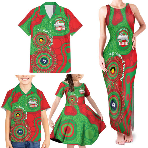 Rabbitohs NAIDOC Week 2026 Personalised Family Matching Tank Maxi Dress and Hawaiian Shirt 50 Years of Deadly Aboriginal Art