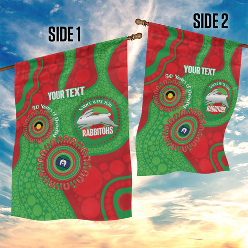 Rabbitohs NAIDOC Week 2026 Personalised Garden Flag 50 Years of Deadly Aboriginal Art