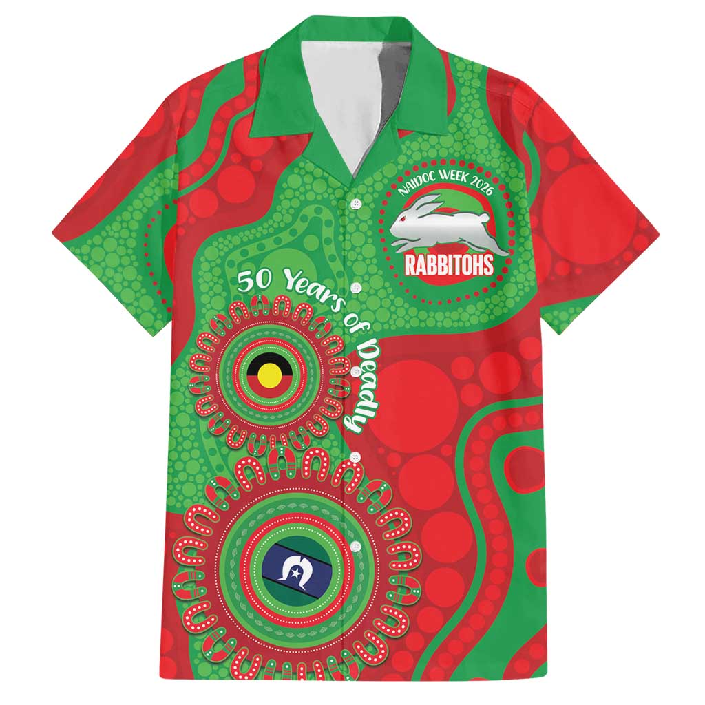 Rabbitohs NAIDOC Week 2026 Personalised Hawaiian Shirt 50 Years of Deadly Aboriginal Art